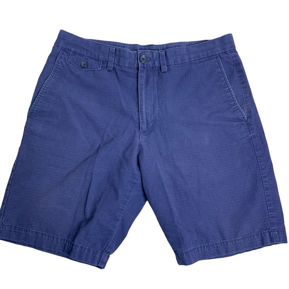 Banana Republic Ripstop Slim Shorts 32 Navy Blue Pockets Button Zip Belt Loops